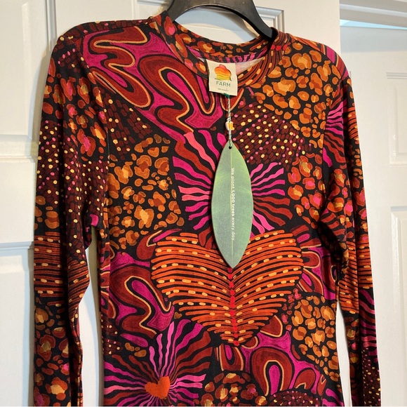 FARM Rio Dotted Forest Long Sleeve Jersey A-Line Dress - Picture 5 of 8